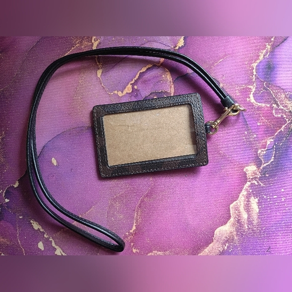 COACH Signature Canvas Badge ID Lanyard - Brown/Black - Iconic Logo Designer Old - Picture 3 of 8